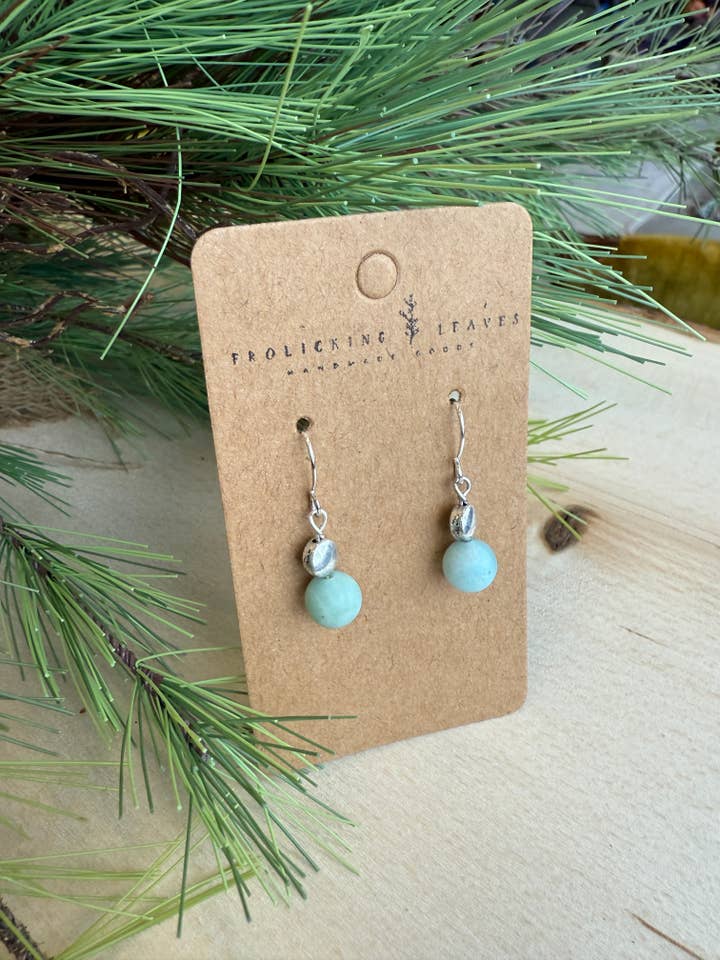 Boucles d'oreilles disque en amazonite pour la vente par Frolicking Leaves