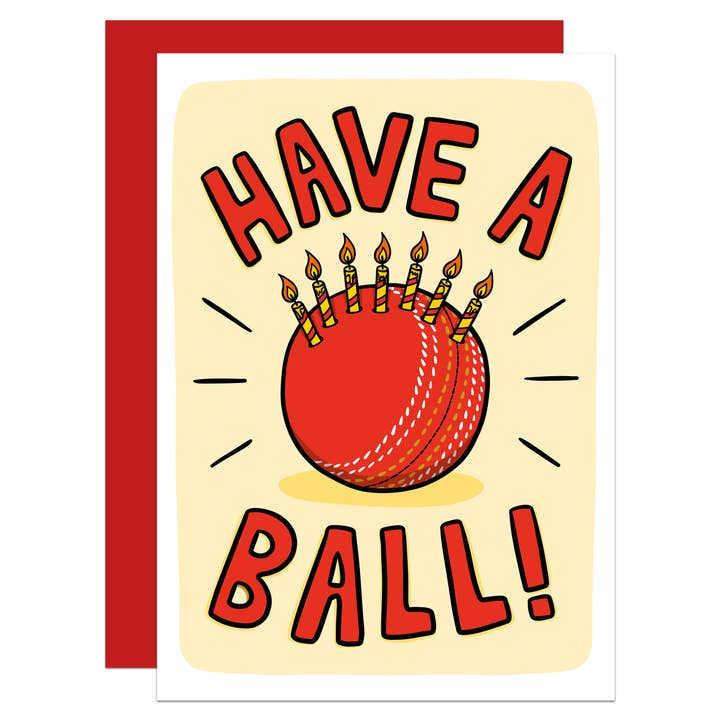 Cricket Ball Pun Birthday A6 Card for wholesale by TeePee Creations