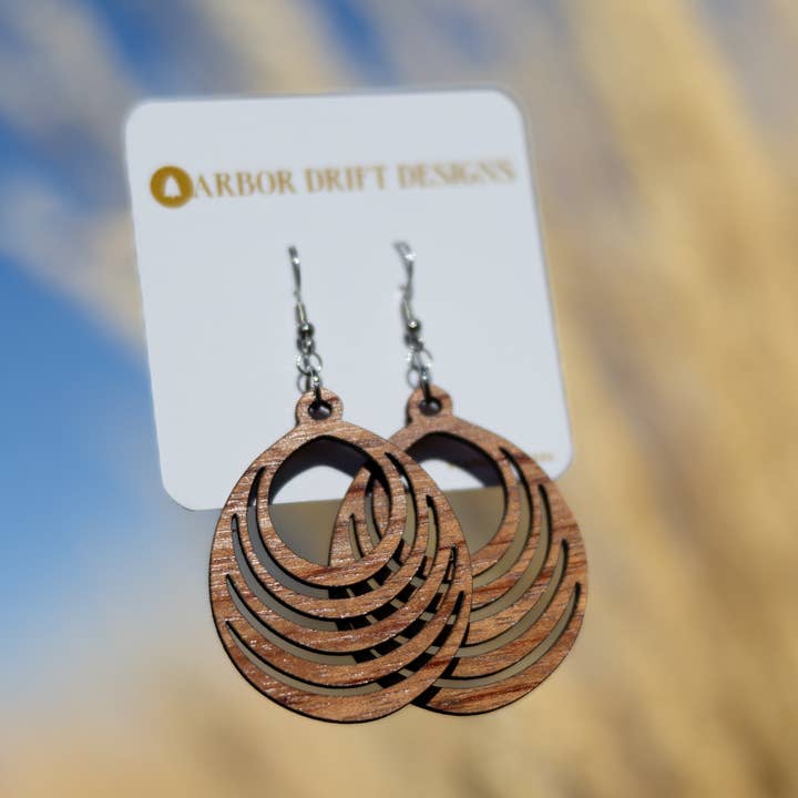 Aurora Wooden Earrings for wholesale by Arbor Drift Designs