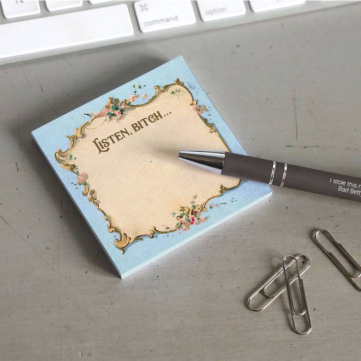 Bad Betty Greeting Co. - Wholesale Sticky Notes - Listen Bitch... - Funny Sarcastic Sticky Note Pad