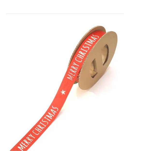 Paperlook ribbon – Merry Christmas – red-gold – 15 mm x 25 m for wholesale by Mini Art Products
