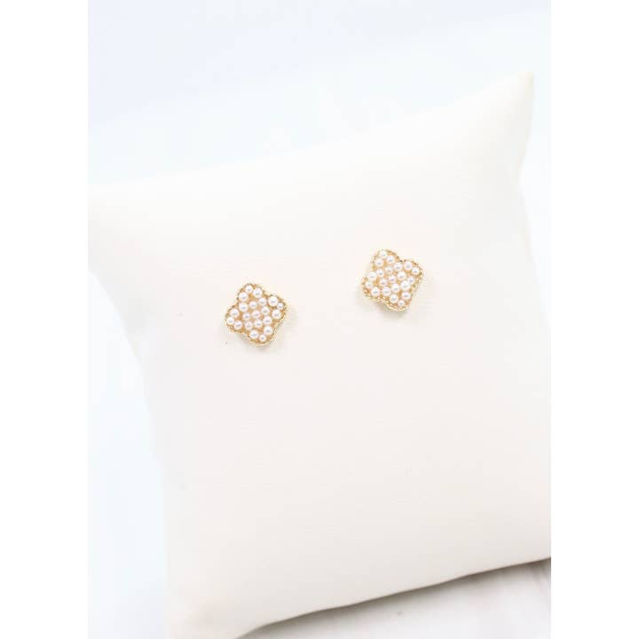 Caroline Hill - Wholesale Stud/Post Earrings - Jackee Pearl Clover Earring IVORY