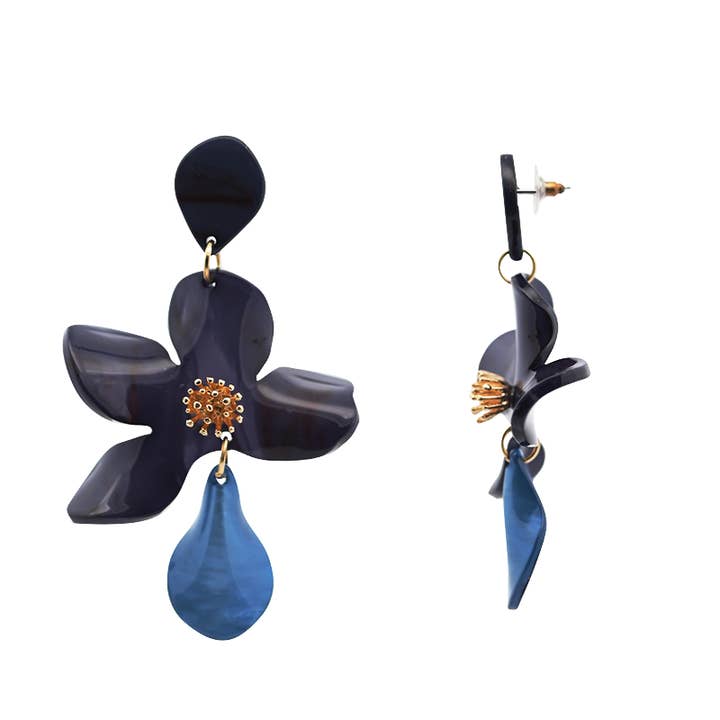 AMORINO SRL - Wholesale Dangle Earrings - DANGLING EARRINGS WITH ACRYLIC FLOWER - FT2476B6294