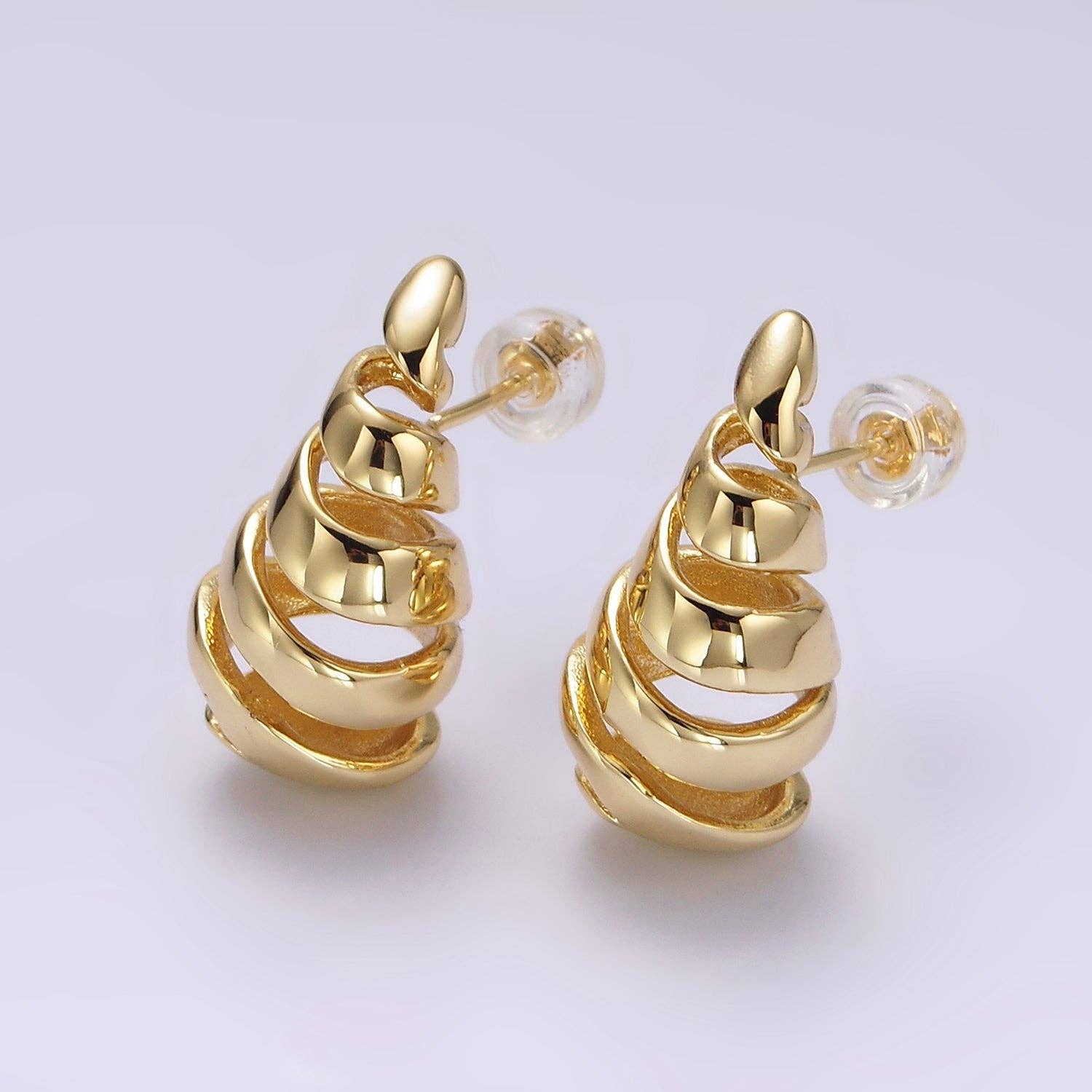 Aim Eternal - Vente Boucles d'oreilles pendantes - Boucles d'oreilles à tige en forme de larme à bandes ouvertes multiples de 20 mm remplies d'or 14 carats | AE183