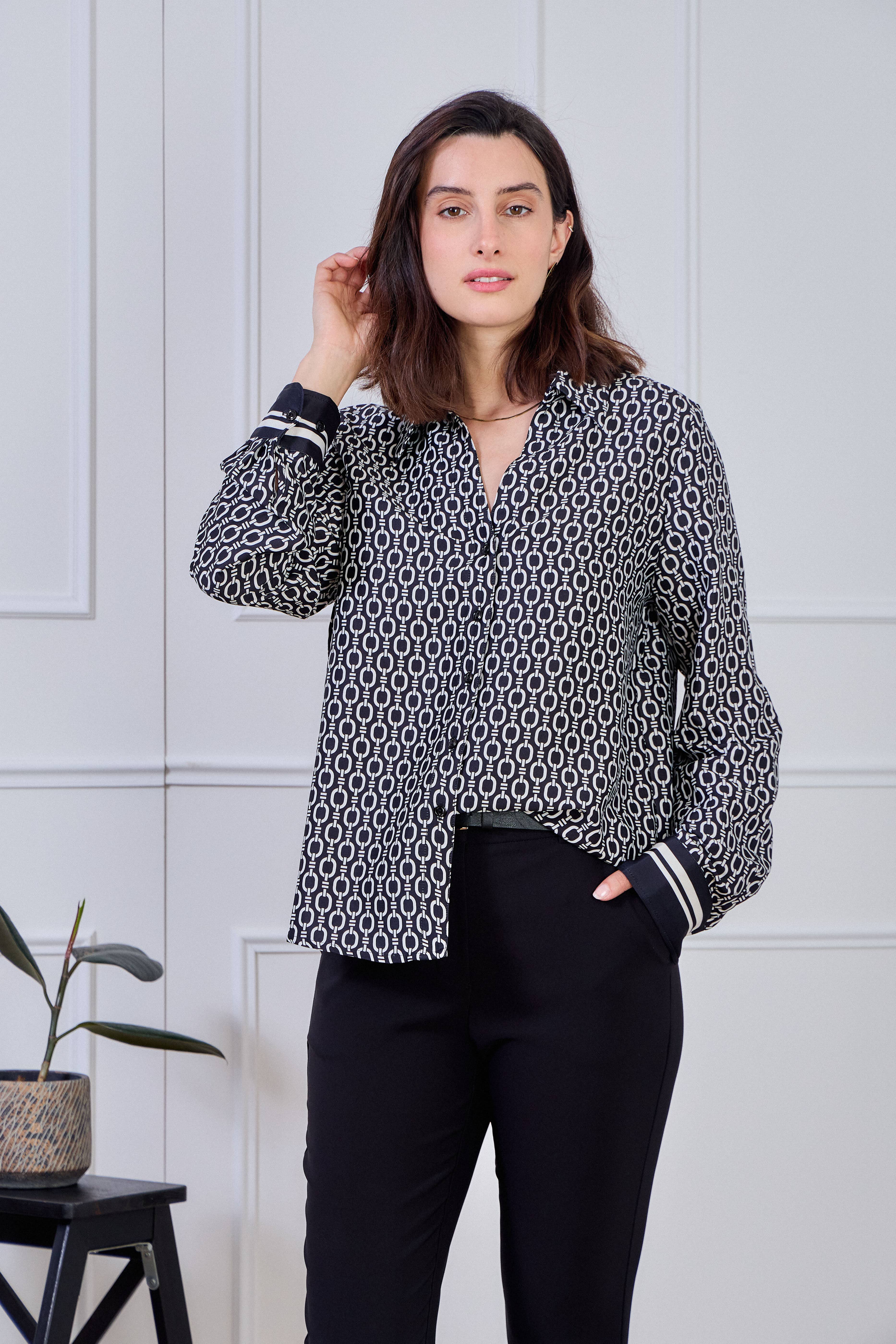 LULUMARY - Wholesale Overhemd met knopen - Dames - Kettingprint overhemd CH352A21