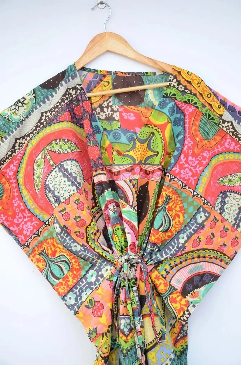 GYPSY STUDIO - Wholesale Kaftan - Women's - Tropical Print Long Cotton Kaftan Organic Kaftan Beach Wear3