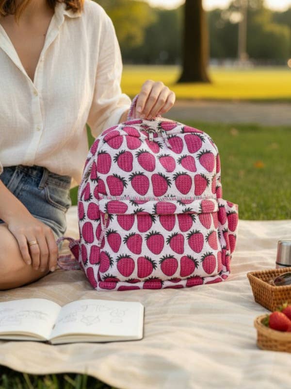 Sac à dos imprimé fraises Addison pour la vente par Nash Grey