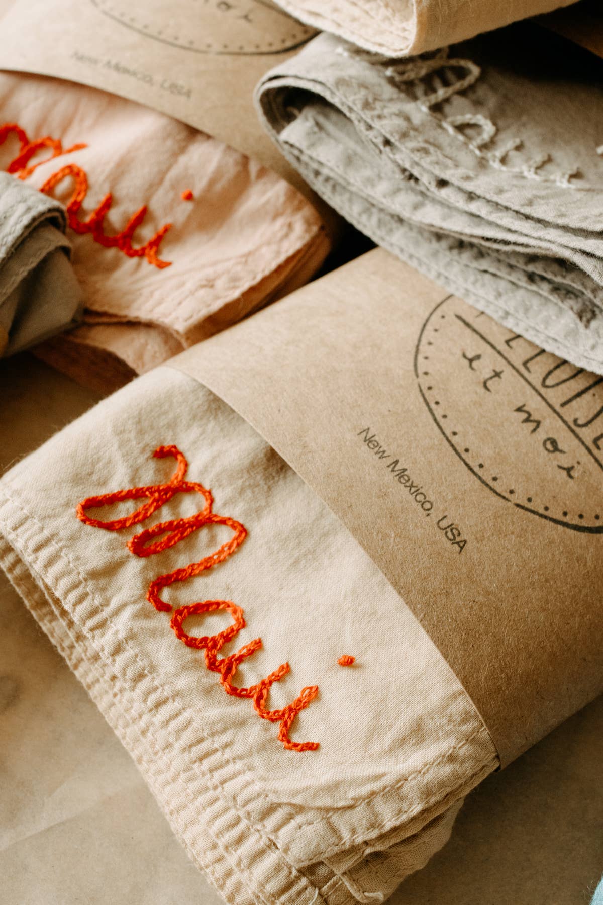 Eloise et moi - Wholesale Bandana - Women's - Hand embroidered hand dyed organic cotton bandana - Oui ban13