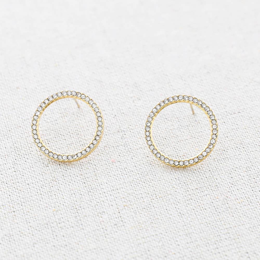 Sonata - Wholesale Stud/Post Earrings - Crystal Steel Hoop Earrings0