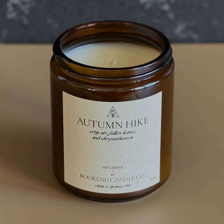 Autumn Hike Soy Candle for wholesale by Bookend Candle Co.