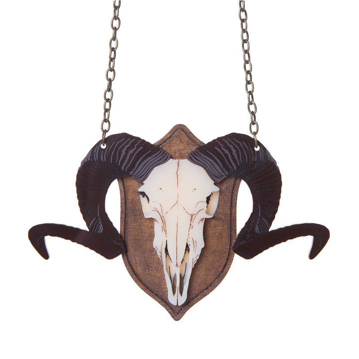 Mounted Ram Skull Necklace for wholesale by Sugar and Vice