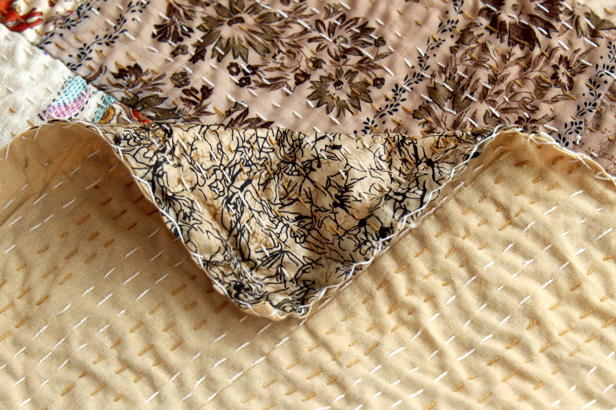 bhavnas boutique - Wholesale Quilt - Bohemian Silk Patchwork Kantha Quilt Bedding Throw Blanket6