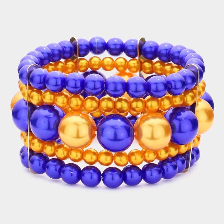Sensibling Corp. - Wholesale Beaded Bracelet - Elegant Multi Layered Pearl Beaded Stretch Bracelet