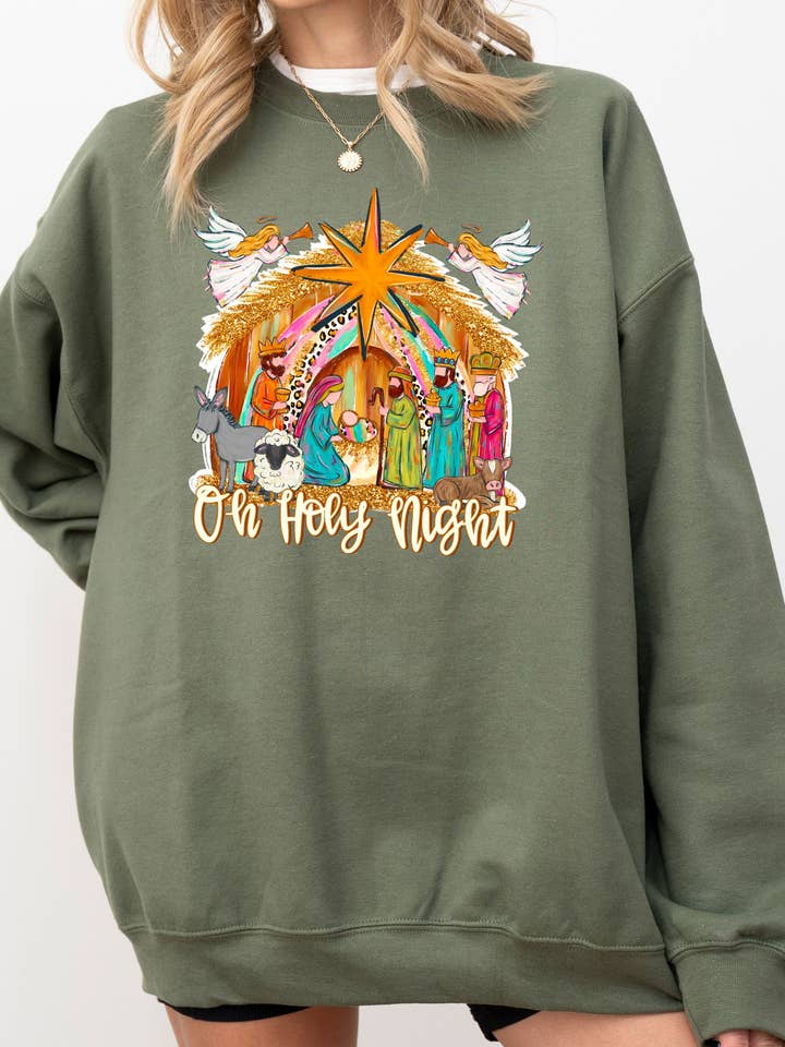 Midday USA - Vente Sweat-shirt à imprimés – femme - Sweat-shirt de Noël Oh Sainte Nuit4