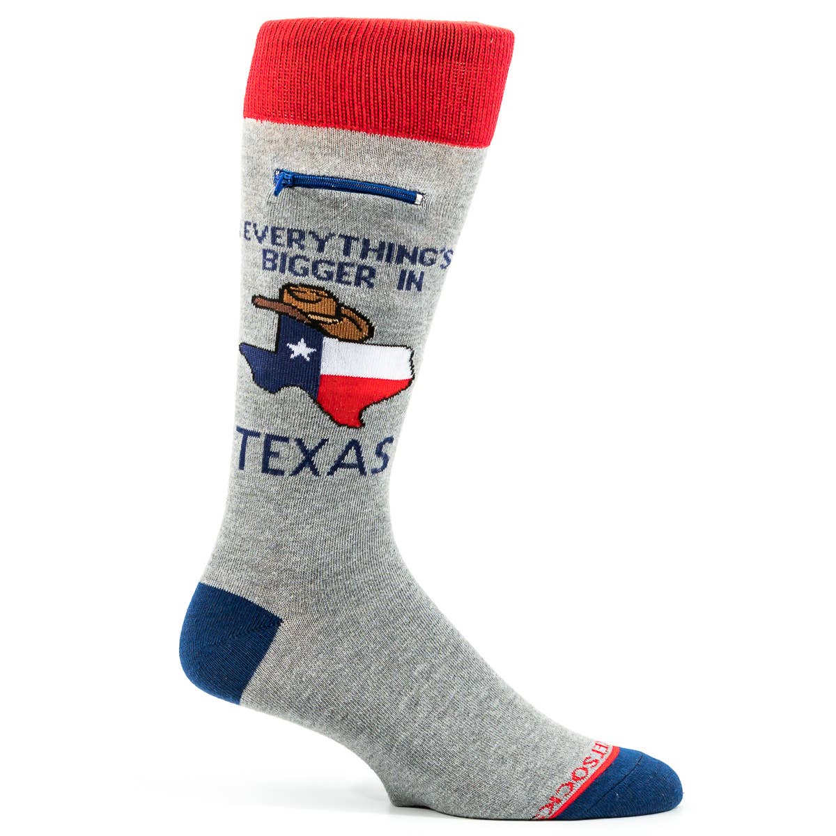 Pocket Socks - Wholesale Socks - Men's - Pocket Socks®, Everything's Bigger In Texas on Grey, Mens2