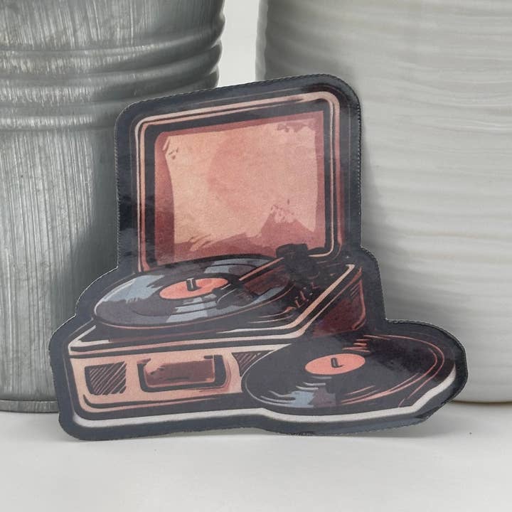High Quality Waterproof Sticker - Vinyl Record Player for wholesale by Ink and Thread Design