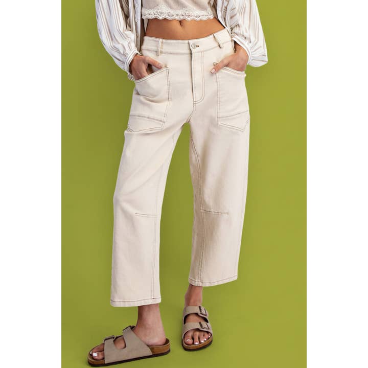 HIGH WAISE WIDE LEG COTTON TWILL JEANS for wholesale by COTIERRA