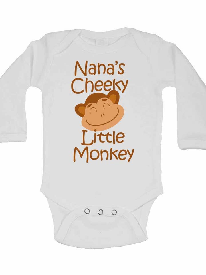Nana's Cheeky Little Monkey - Gilets à manches longues pour bébé pour la vente par Little Ratbag