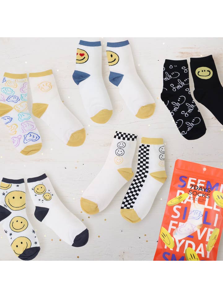7DAYSSOCKS – Meias - Mulher por atacado – Crew Feminina Manuscrito Smile AB Meias inigualáveis3