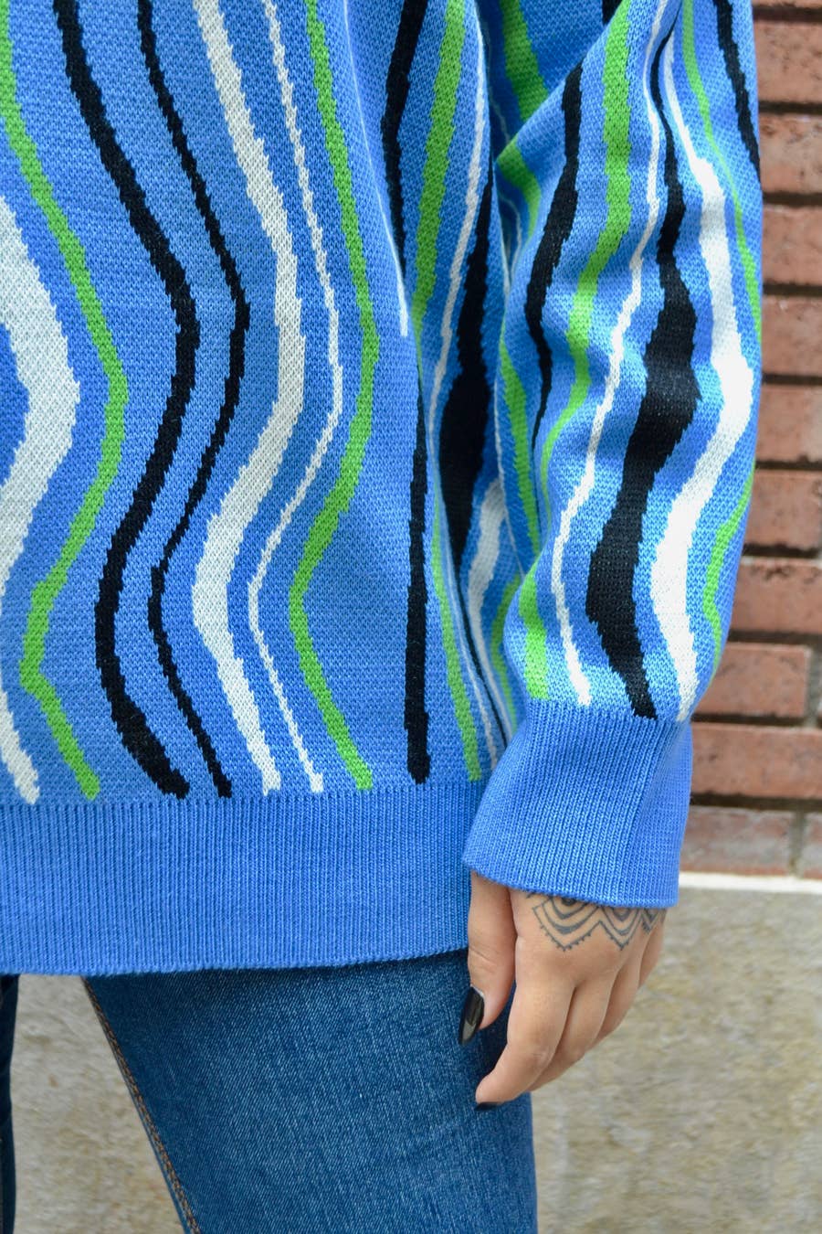 Flipa Barcelona - Vendita all'ingrosso Maglione tricot - Donna - Maglione stampato animale blu con taglio ampio3