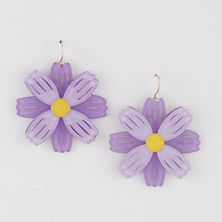 3AM BY H&D ACCESSORIES - Wholesale Dangle Earrings - Two Toned Flower Earrings