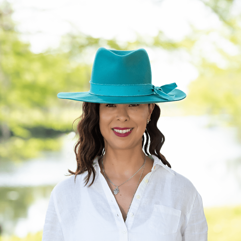 My Wine Hat - Vente Chapeau en feutre - femme - FEDORA MARLBOROUGH - BLEU SARCELLE1