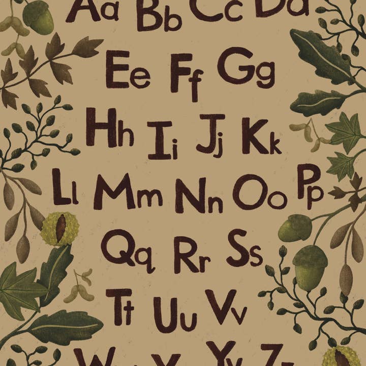 Rebecca Searl-Stevens – Impressão artística – Criança e bebé por atacado – Impressão do Alfabeto - Floresta Florestal9