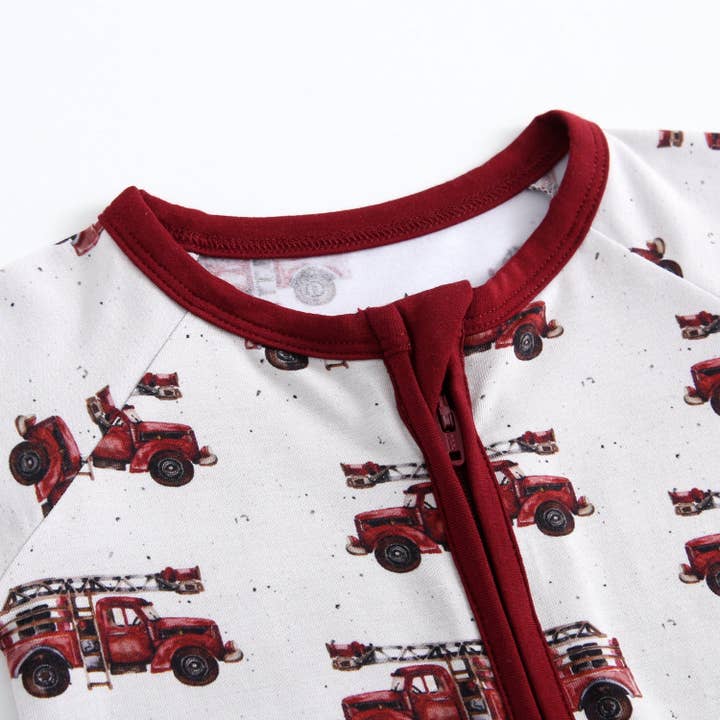 Castles and Coasters - Venta al por mayor Pijama - Bebé - Pijama con cremallera de camión de bomberos vintage4