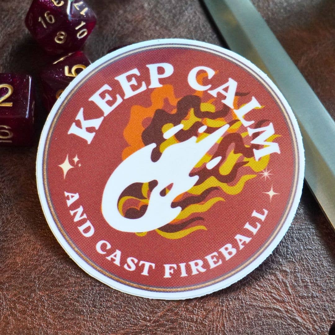 Minva Tabletop Design Co - Wholesale Sticker - Keep Calm and Cast Fireball Sticker2