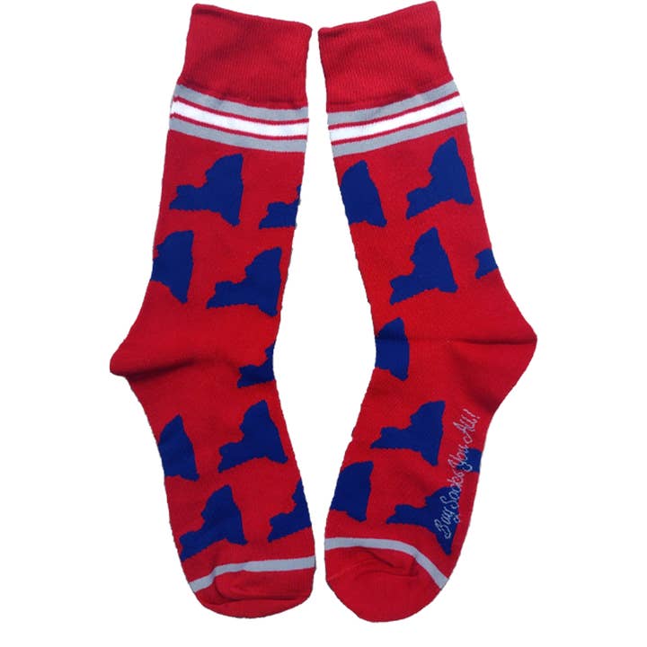 Buy Socks You All - Wholesale Socks - Men's - New York Shapes in Blue and Red Men's Socks