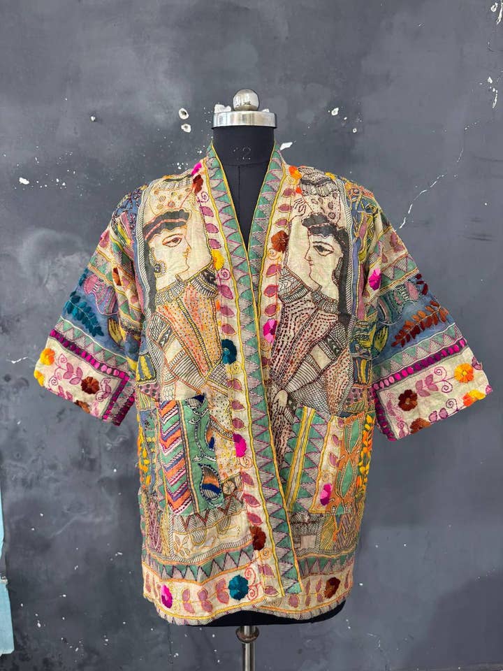 bhavnas boutique - Wholesale Jacket – Women's - Multicolor Phulkari Short Kimono Women's Embroidery Jackets 0