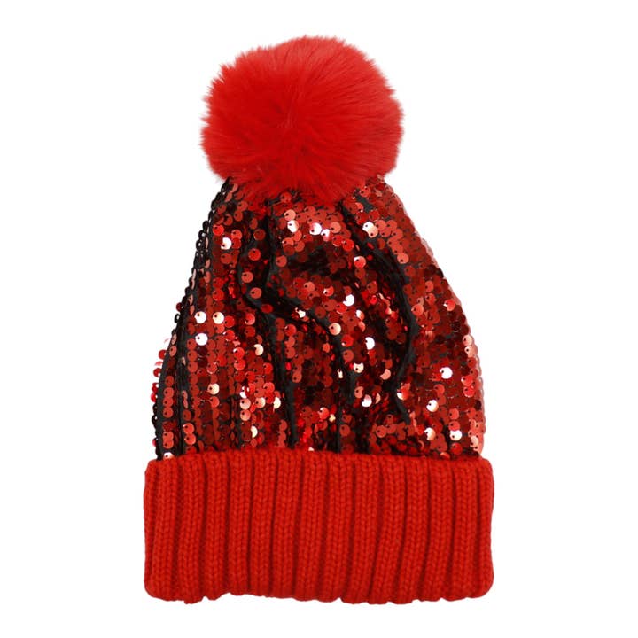 TAPA fashion - Wholesale Beanie – Women's - Pom Pom Sequin Beanie HA3715-1 (3PC)29