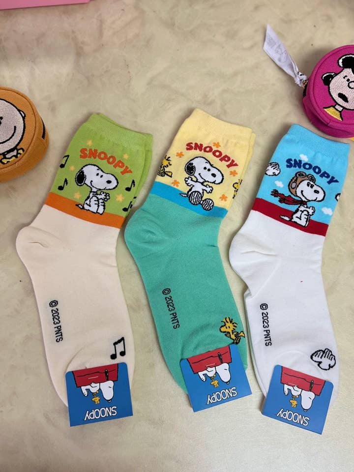 K_Wonderland - Wholesale Sokken - Dames - Peanuts Snoopy enkelsokken voor halfhoge kuit-katoen, ultrazacht