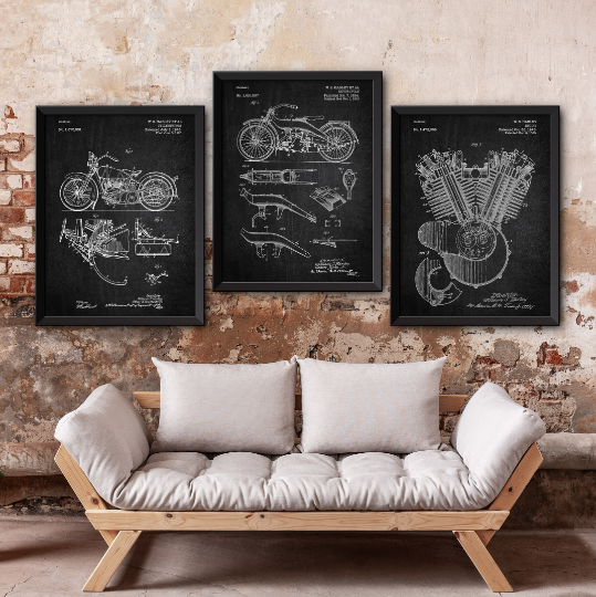 Artable – wholesale Galleriväggselement – Harley Davidson patenttryck, set om 36