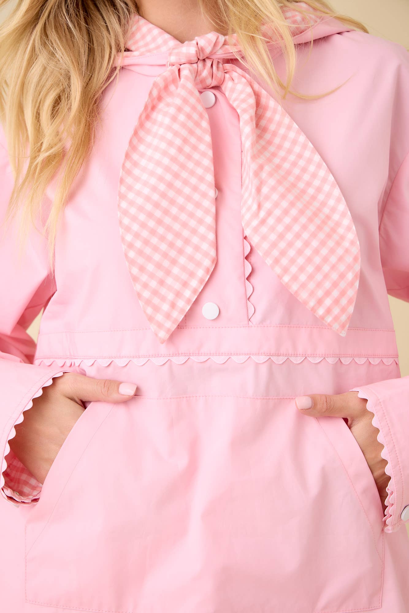 Main Strip - Wholesale Windbreaker - Women's - Windbreaker Jacket With Hoodie And Neck Tie Detail12