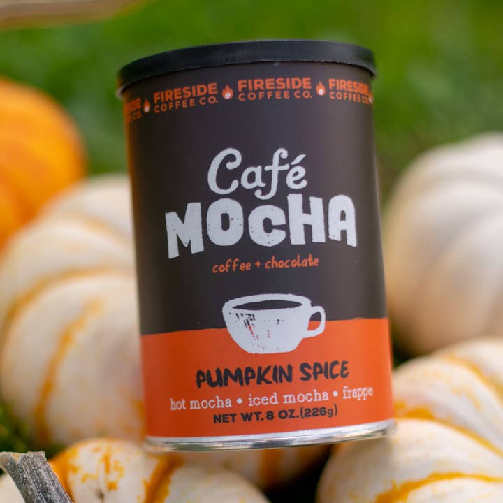 Pumpa krydda Cafe Mocha 8oz kan för wholesale av Fireside Coffee Co.