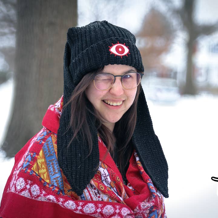 Triclops Rabbit - Wholesale Beanie - Unisex - Banny Beanie - Black Rabbit Ear Hat1