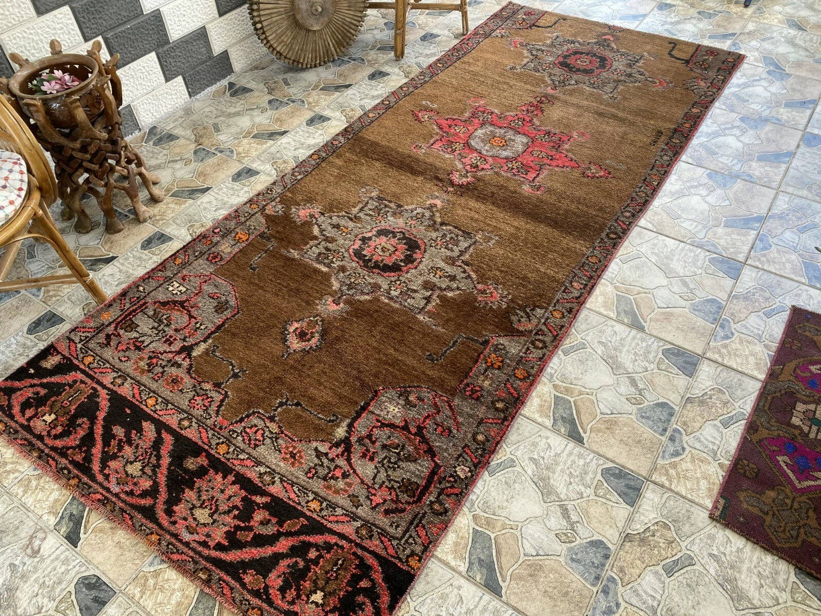 Oushak Rugs – wholesale Runner rug – Vintage Kurdish Runner Rug | 4x10 ft | Hand-Knotted Wool Rug3