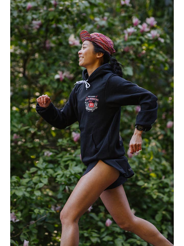 Vintage Black Slow Runners Club Hoodie Sweatshirt for wholesale on Faire5