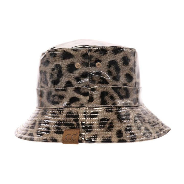 Dark Beige Leopard Reversible Rain Bucket Hat BK3695 for wholesale on Faire1