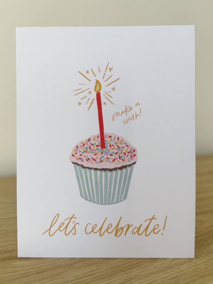 Let's Celebrate Cupcake Birthday Card for wholesale by Shea Lettering
