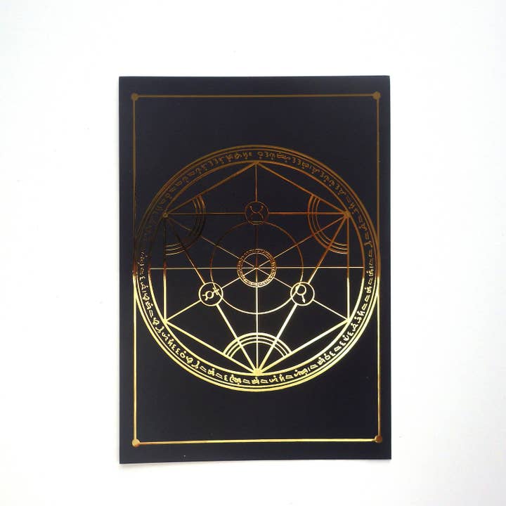 Atelier E.Pic – wholesale Konsttryck – Gyllene kort med alkemi-transmutationscirkel i Fullmetal Alchemist-stil2