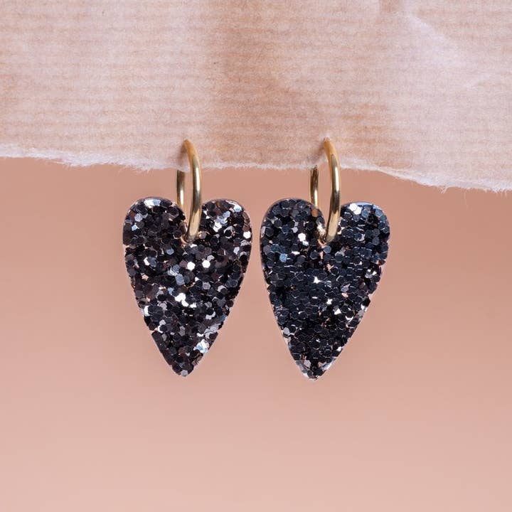 Les Nicolettes - Wholesale Dangle Earrings - Dark Green Heart Earrings1