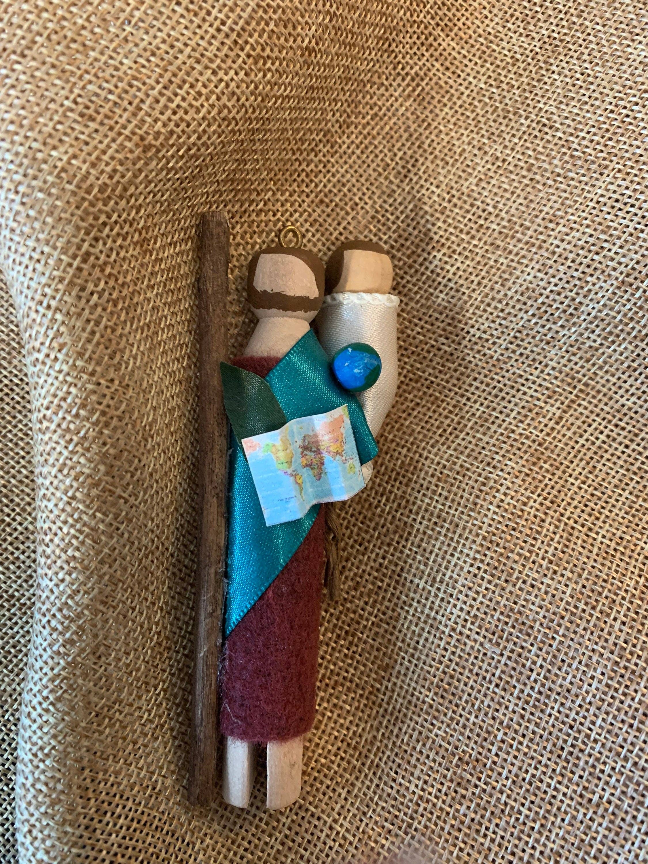 Our Saint Family – wholesale Ornament – St. Christopher Wooden Doll Ornament3