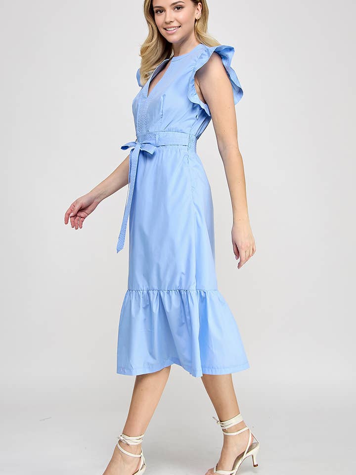 RUBIENN - Wholesale Dress - Women's - Plain Sleeveless Tied Belted Dress6