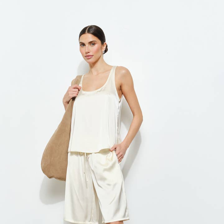 Cordova Satin Scoop Neck Tank for wholesale by Loucia
