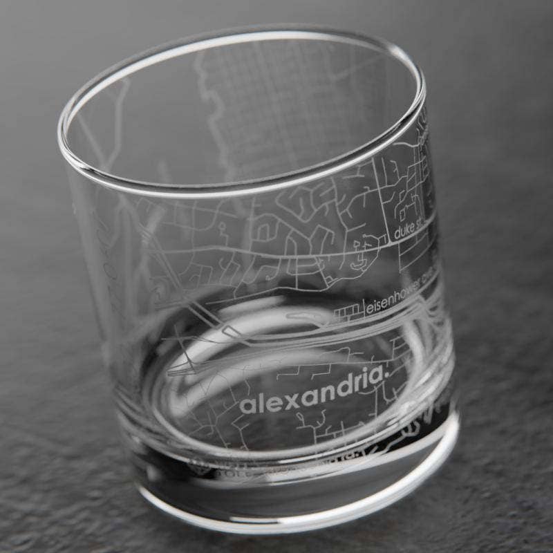 Well Told - Wholesale Drinking Glass/Cup - Alexandria, VA City Map - Etched Whiskey Rocks Glass3