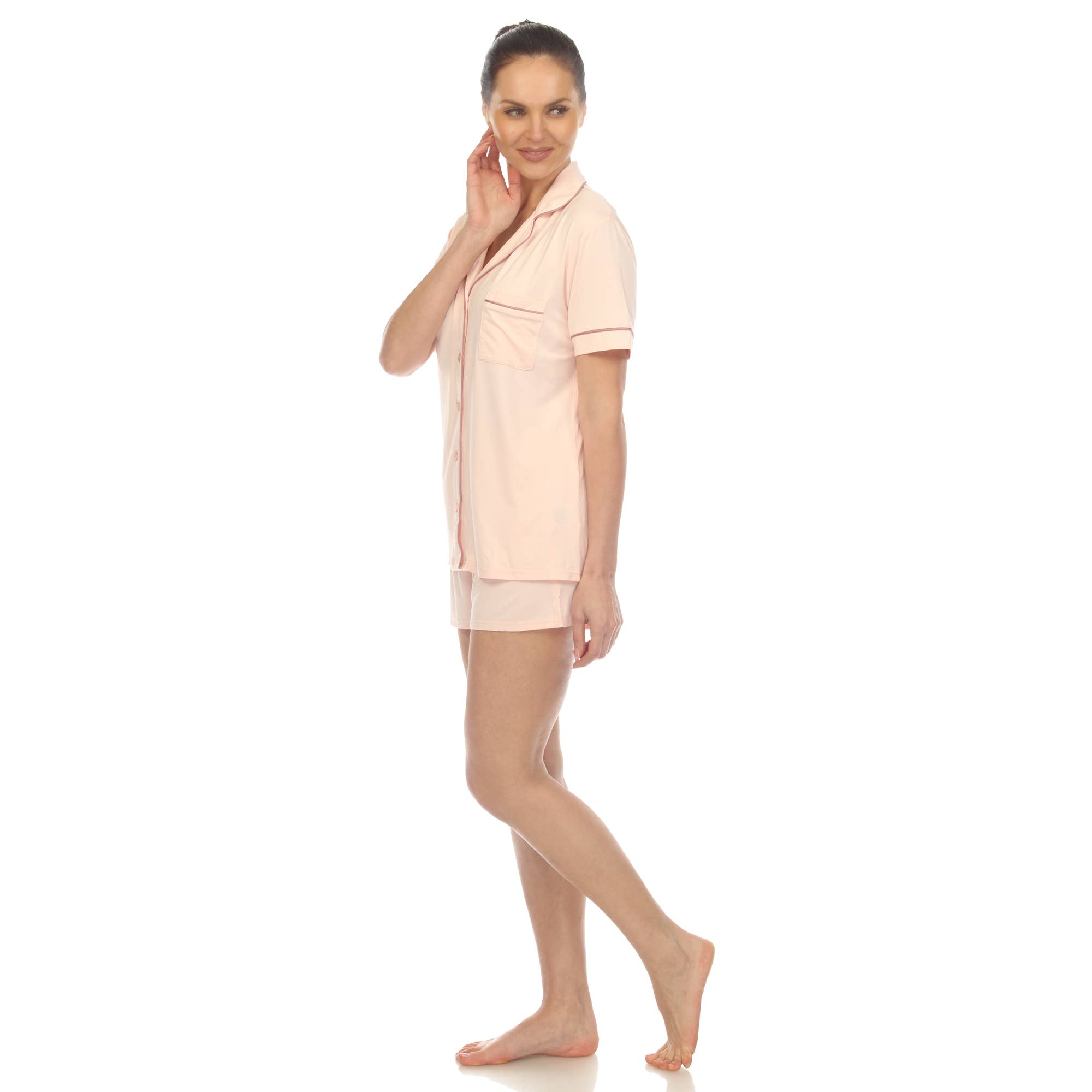 WHITE MARK - Vente Haut et bas de pyjama – femme - Ensemble de pyjama femme manches courtes en bambou12