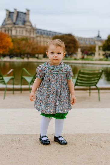 Marco and Lizzy - Wholesale Clothing Set - Baby - Baby Girl's "Janelle" Floral Print & Green Bloomer Set0