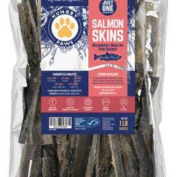 Salmon Skin Dog Chew Treats, 16-oz bag for wholesale by Hungry Paws